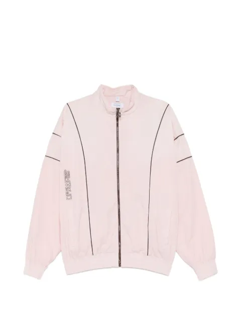 Off-White logo embroidered zip-up jacket Pink OMBD05MS26FAB0026080