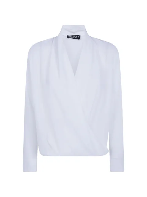 DRHOPE wrap-style long-sleeve top White 42982859