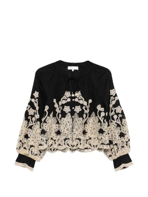 Sea Gracelyn lace-trimmed embroidered blouse Black PF26123