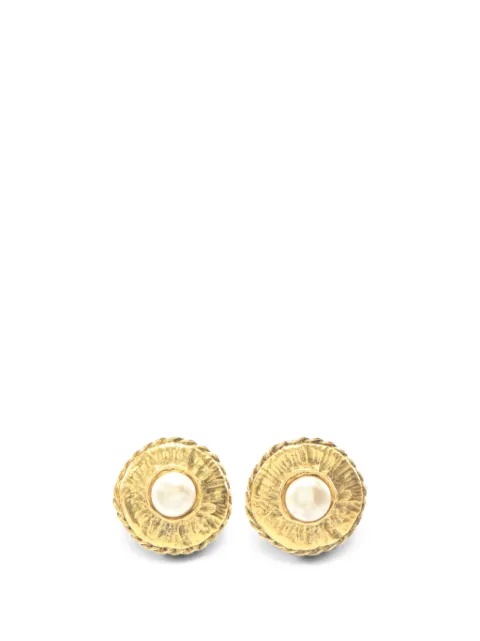 CHANEL Pre-Owned 1986-1988 faux-pearl round earrings Gold 1074088