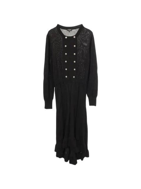 CHANEL Pre-Owned 1986-1988 midi Cocomark button dress Black 1088098