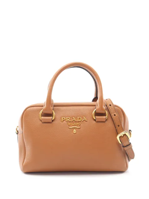 Prada Pre-Owned 2010-2026 Mini Vitello Phenix Bauletto satchel Brown YMFUICKSIHRWBU4G