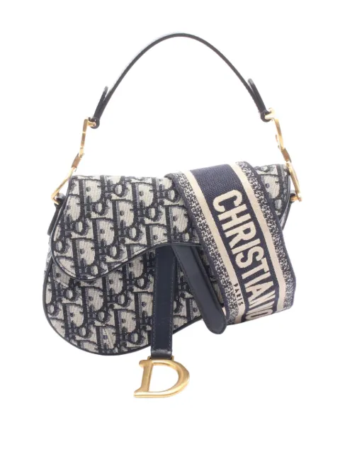 Christian Dior Pre-Owned 2010-2026 Mini Oblique Canvas Saddle Bag satchel Blue 6EBIKC0PWCAWDWUB