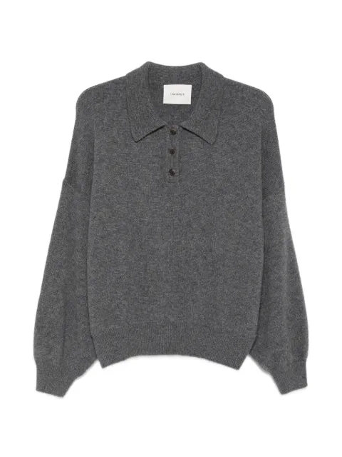 Lisa Yang Etta button-fastening polo-collar sweater Grey 2026054