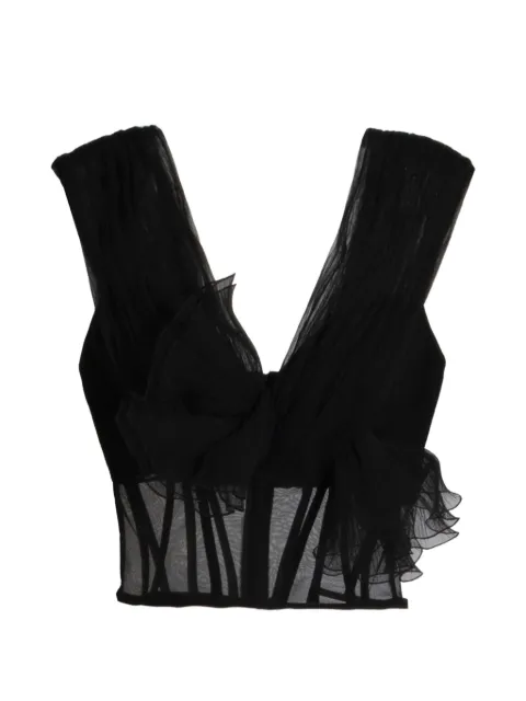 Gemy Maalouf ruffled bow-detail corset Black LPW236810T