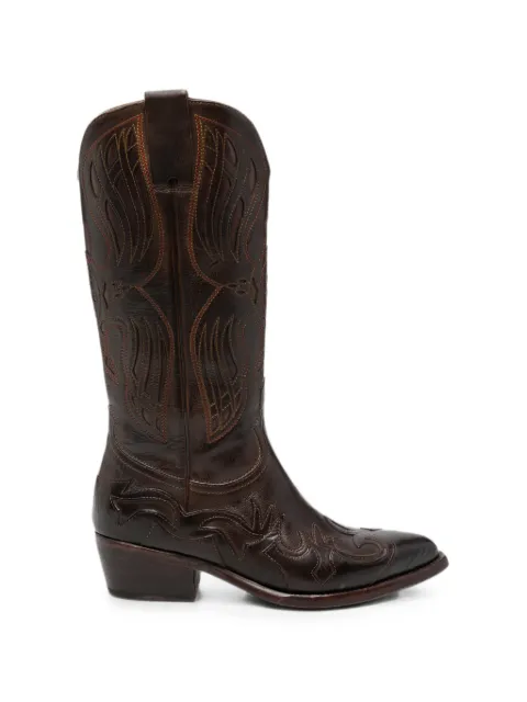 ERALDO embroidered leather boots Brown SILGLAS