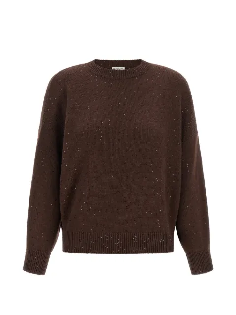 Brunello Cucinelli Diamante sequin-embellished sweater Brown M73540820C4211