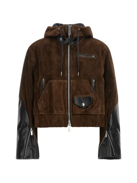 sacai suede-panelled leather jacket Brown 2608662