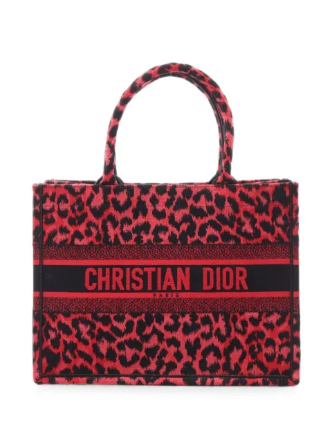 Christian Dior Pre-Owned 2010s medium Book leopard-print tote bag Red 1091684