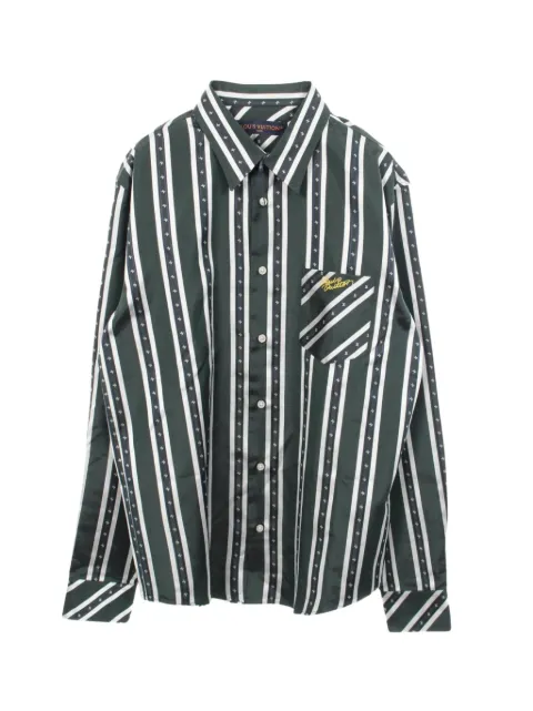 Louis Vuitton Pre-Owned 2020s striped long-sleeve shirt Green 1090537