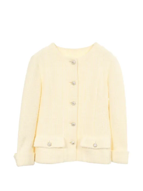 CHANEL Pre-Owned 1986-1988 Bijou button tweed jacket Yellow 1087998