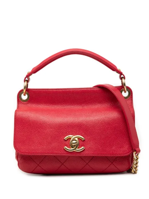 CHANEL Pre-Owned 2016-2017 Small Caviar Business Affinity Top Handle Bag satchel Red QFA1ID52A290FURR