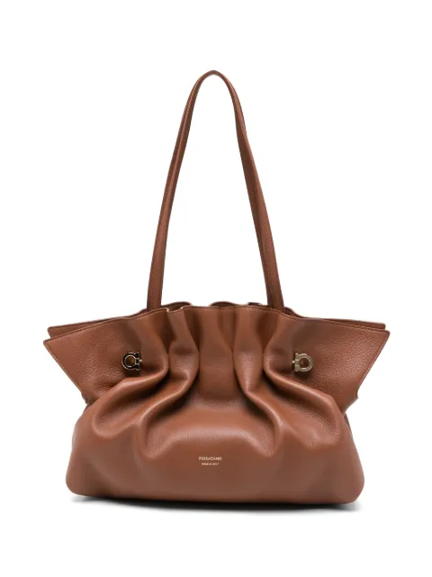 Ferragamo Gancini leather shoulder bag Brown 219960