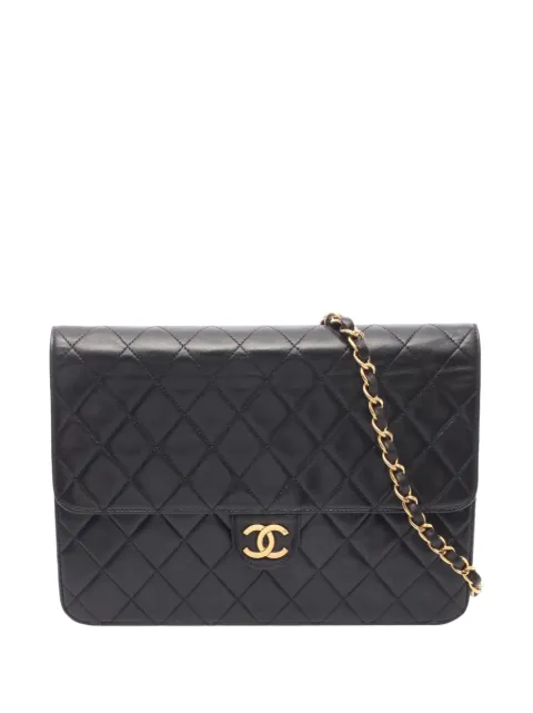 CHANEL Pre-Owned 1994-1996 Medium CC Quilted Lambskin Single Flap shoulder bag Black SEMWR6SYY6AKB3DC