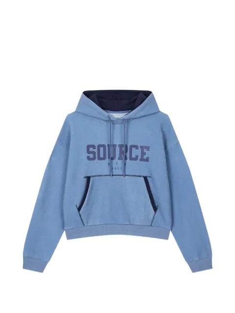 TOMBOY cropped logo-print hoodie Blue 9106322111