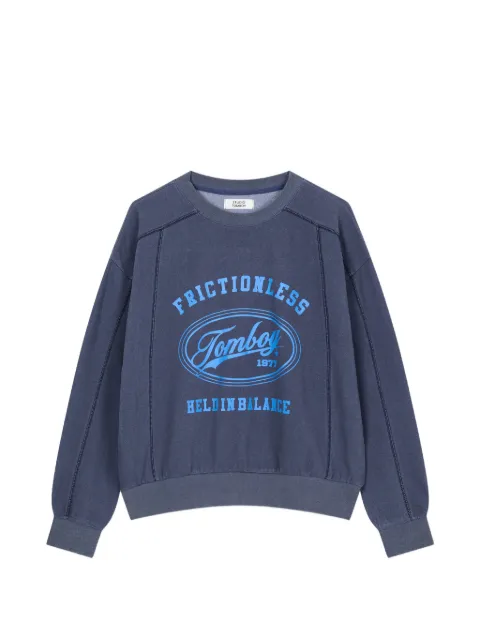 TOMBOY stitch-detail logo-print sweater Blue 9106322107
