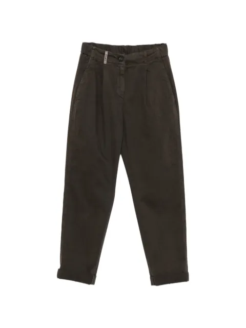 Peserico pleated-detail turn-up trousers Brown A04987T302479