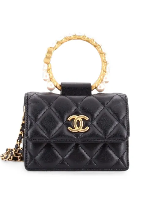 CHANEL Pre-Owned Pearl Crown with Chain Quilted Lambskin clutch bag Black ZL5VK32XUH9VFHNG