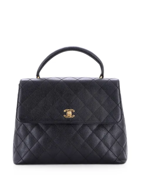 CHANEL Pre-Owned Classic Top Handle Flap Bag Quilted Caviar Jumbo satchel Black X6E5GI9Z04K2EXXK