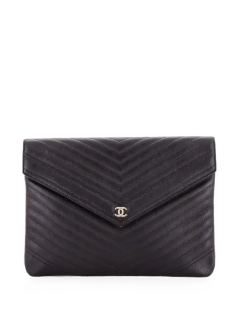 CHANEL Pre-Owned Statement Pouch Chevron Caviar Large clutch bag Black UWFWG29UWGXN83K1