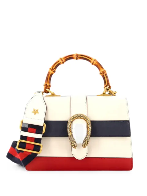 Gucci Pre-Owned Dionysus Bamboo Top Handle Bag Colorblock Leather Medium satchel White U3O0AGON605BKJFF