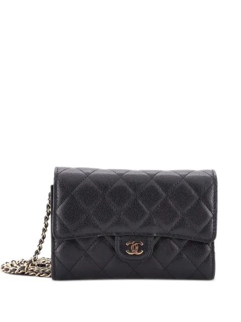CHANEL Pre-Owned Classic Flap Wallet Quilted Caviar Mini crossbody bag Black D7ZYG75GYYJ7J70T