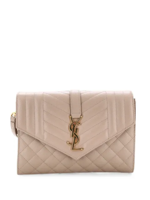 Saint Laurent Pre-Owned Classic Monogram Envelope Wristlet Mixed Matelasse Leather clutch bag Neutrals 9LCY00ERYGP3DSSB