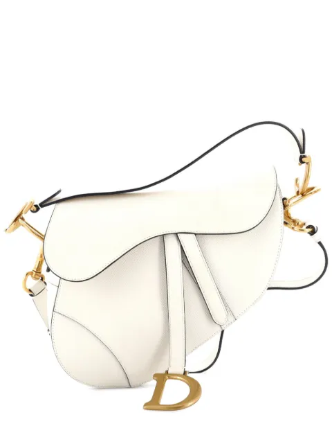Christian Dior Pre-Owned Saddle Handbag Leather Medium shoulder bag White 6GT00DJJQ8F0MTHH