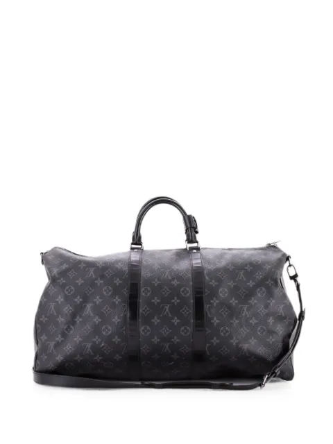 Louis Vuitton Pre-Owned Keepall Bandouliere Bag Monogram Eclipse Canvas 55 travel bag Black K8ZUEOXX42XZ9AZC