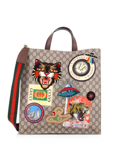 Gucci Pre-Owned Courrier Convertible Soft Open GG Coated Canvas with Applique North South tote bag Brown JQ3VL31O418KJSA7