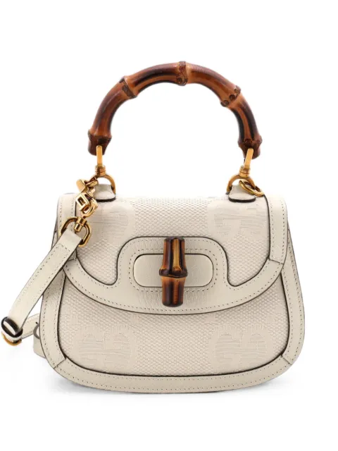 Gucci Pre-Owned Bamboo 1947 Top Handle Bag Jumbo GG Canvas Mini crossbody bag Neutrals 4629T823MUEBCO61