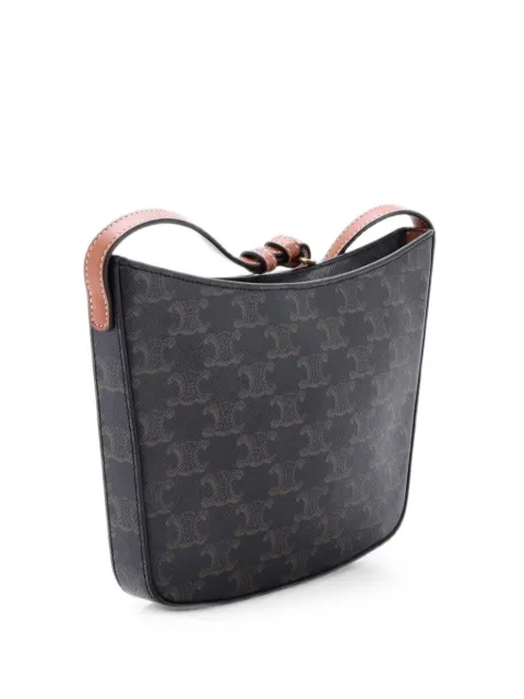 Celine Pre-Owned Croque Triomphe Coated Canvas Medium hobo bag Black 03YUJZHXJS15BUXY