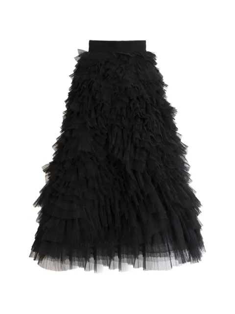 Gemy Maalouf ruffled tulle midi skirt Black LPW236761MS