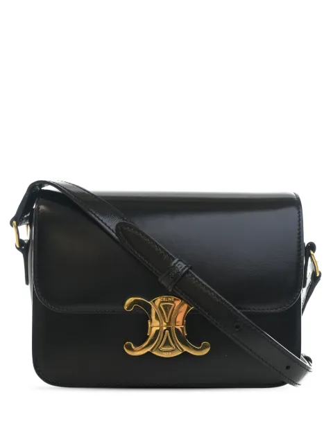 Celine Pre-Owned 2022 Teen Shiny Calfskin Triomphe crossbody bag Black 3U4X3ZLA4PFC0FV7