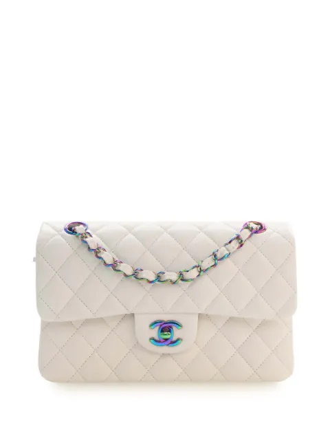 CHANEL Pre-Owned 2021-2026 Small Classic Caviar Rainbow Hardware Double Flap shoulder bag White 3NURWBJ527ECH1OZ