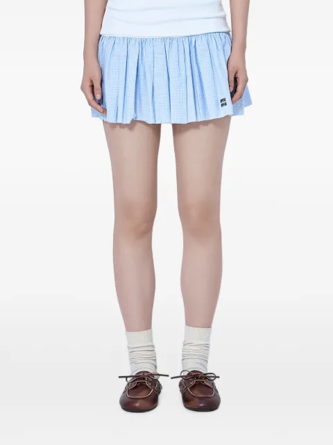Miu Miu pleated gingham-pattern mini skirt Blue MG2466197JF0UB3