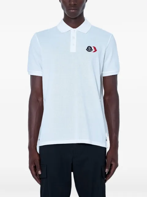 Moncler logo-patch piqué polo shirt White L20918A0001289A16