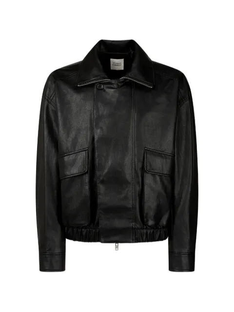TOMBOY elasticated-hem faux-leather jacket Black 9156361832