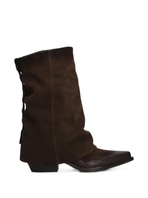 Metisse button-embellished pointed-toe boots Brown DX2541