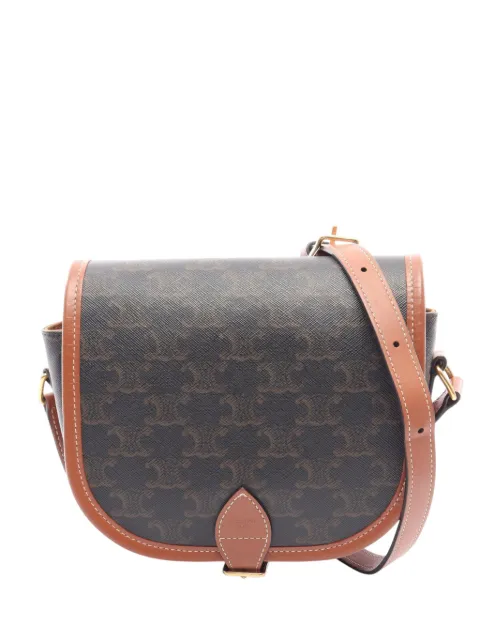 Celine Pre-Owned 2019-2026 Medium Triomphe Coated Canvas Folco crossbody bag Brown JTQEIVY5XP9JXWKI