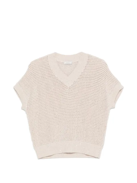 Peserico sequin-embellished open-knit top Neutrals A99224F07A9336