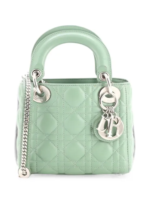 Christian Dior Pre-Owned Lady Dior Chain Bag Cannage Quilt Lambskin Mini satchel Green VFWP3XRQJU6EX7K0