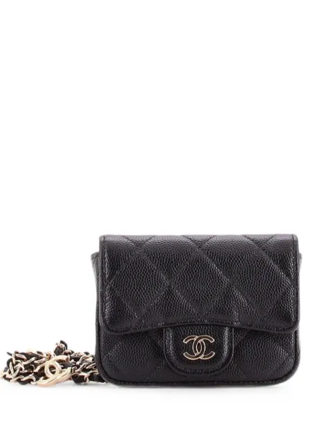 CHANEL Pre-Owned Classic Flap Chain Quilted Caviar Mini belt bag Black U4RXVEK4BJRE2JC6