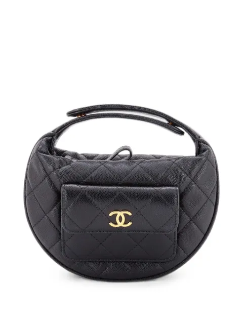 CHANEL Pre-Owned Polly Pocket Pouch Quilted Caviar Mini hobo bag Black S62BEOKOAOODWJEX