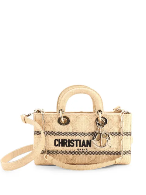 Christian Dior Pre-Owned Lady D-Joy Bag Cannage Embroidered Raffia Medium tote bag Neutrals DGK2VXGVAFBIX0DP
