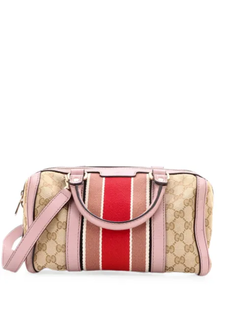 Gucci Pre-Owned Vintage Web Boston Bag GG Canvas Small satchel Brown C38G8L2SF2GCO1K8