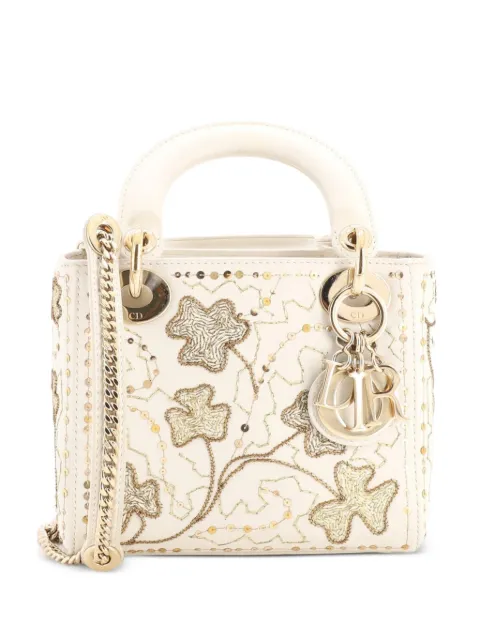Christian Dior Pre-Owned Lady Dior Chain Bag Embroidered Calfskin Mini satchel Gold N68UGH80I58WW38U