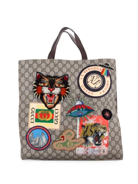 Gucci Pre-Owned Courrier Convertible Soft Open GG Coated Canvas with Applique North South tote bag Brown IX53OS8CMRG4F9SC