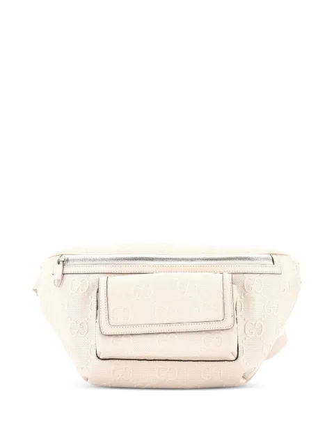 Gucci Pre-Owned Front Pocket GG Embossed Perforated Leather belt bag White 2LCHVM2WZ0Q1UTIA