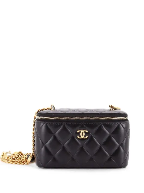 CHANEL Pre-Owned Classic Vanity Case with Resin Pearl Chain Quilted Lambskin Small clutch bag Black 2BBS92PV5RXSR6XN